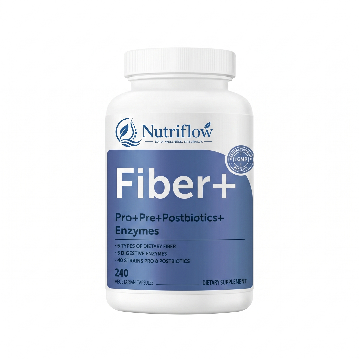 Nutriflow Fiber+ Daily Wellness Formula – Vegetarian Capsules